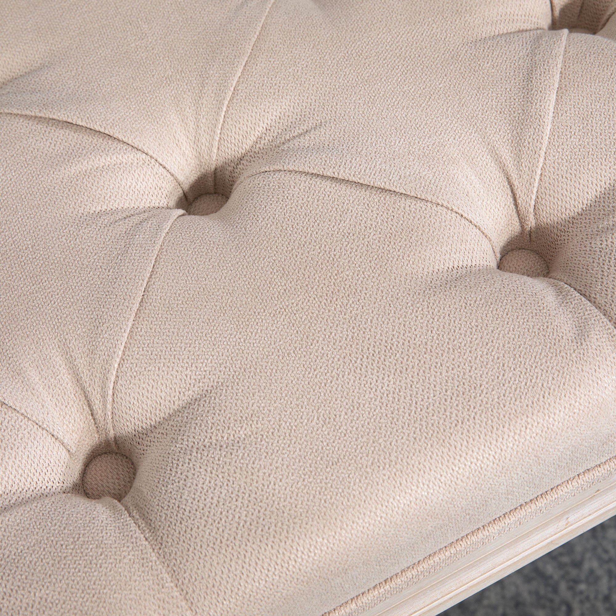 Logidon Vintage gestoffeerde bank beige 80x40x43 cm met knoopdetails