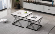 Logidon Stylish 2-piece coffee table set high-gloss marble look 60x60 cm