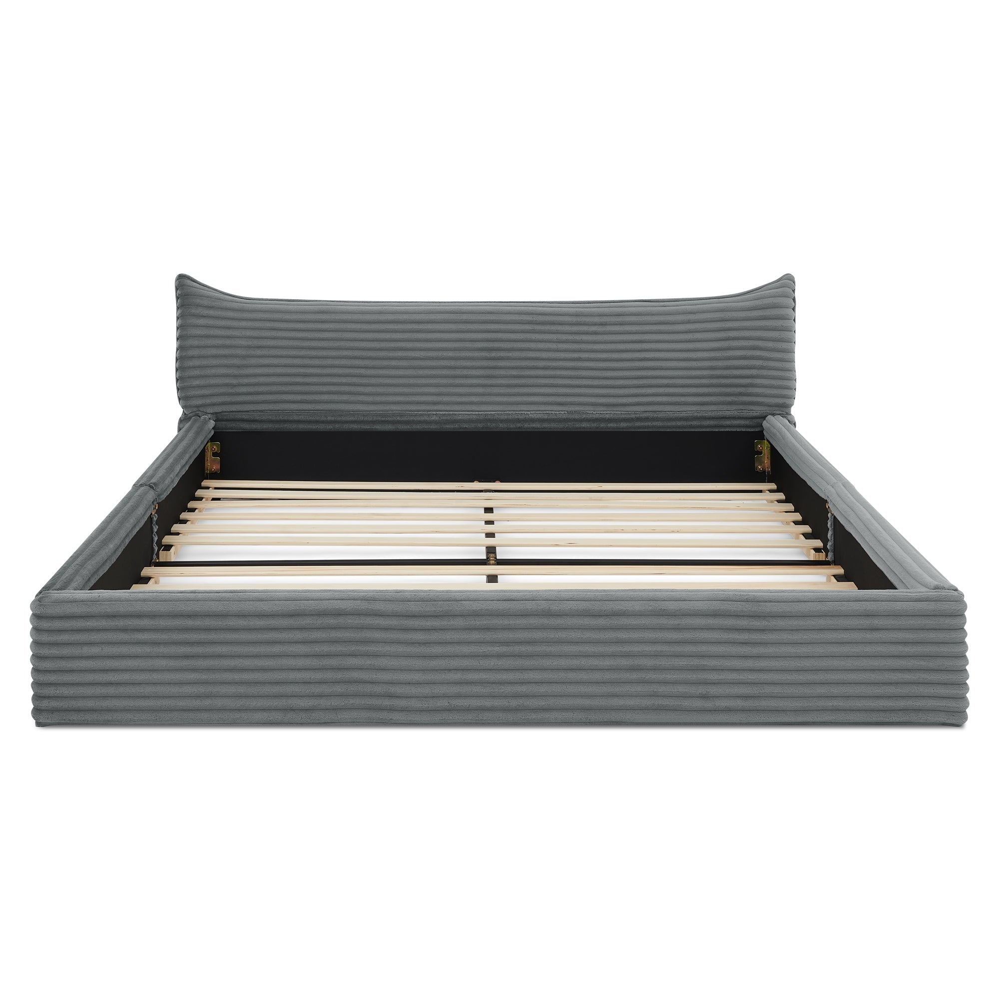 Logidon tweepersoonsbed 160x200 cm Donkergrijze chenille bekleding