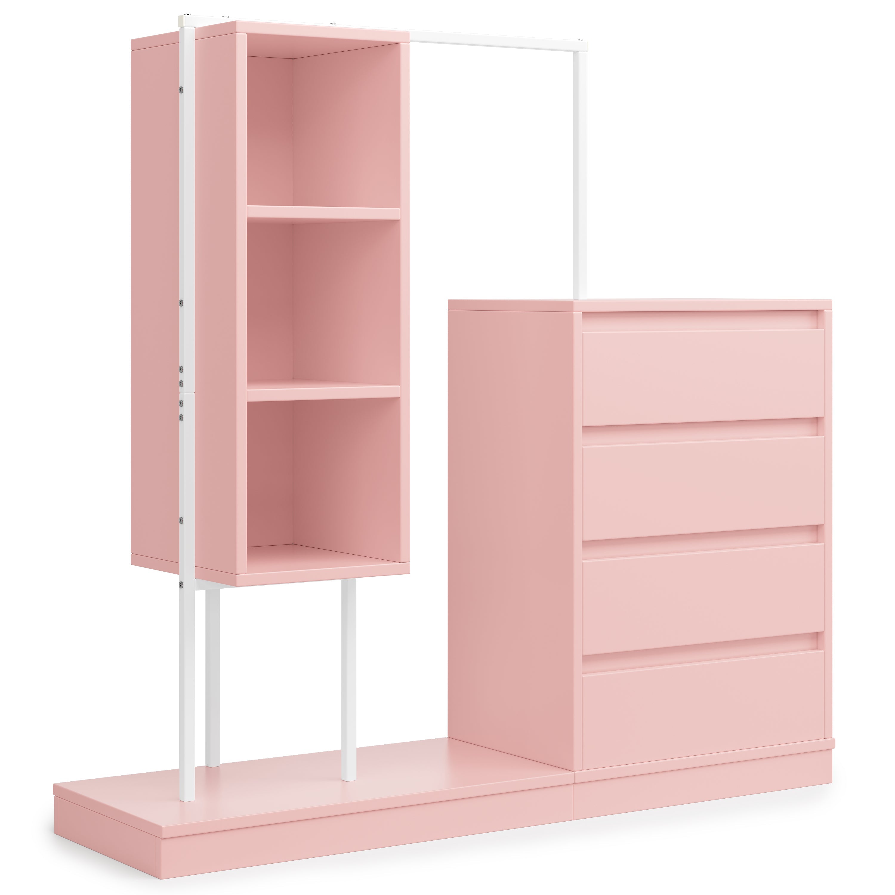 Logidon Kledingkast Roze 140x40x135 cm met lades en roede