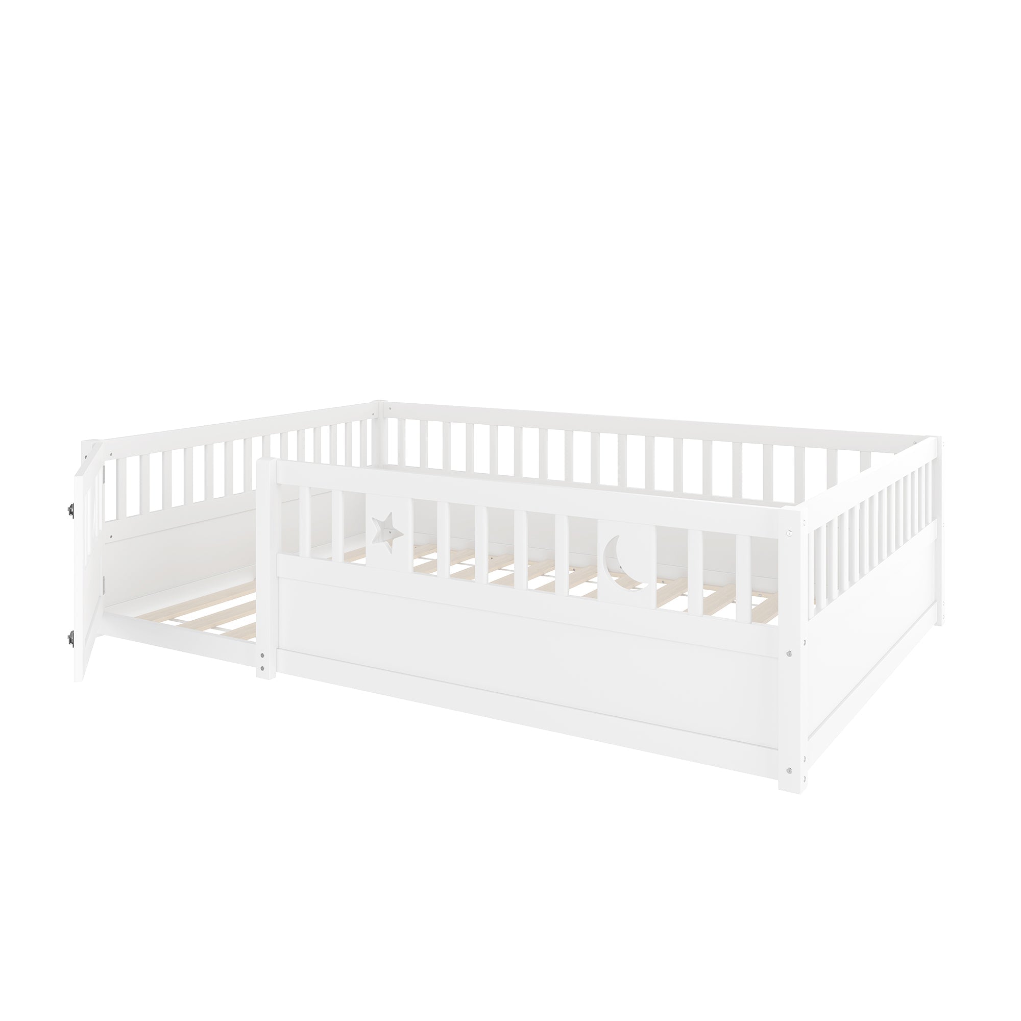 Logidon paneelbed 140x190 wit met rastersterdecor zonder matras