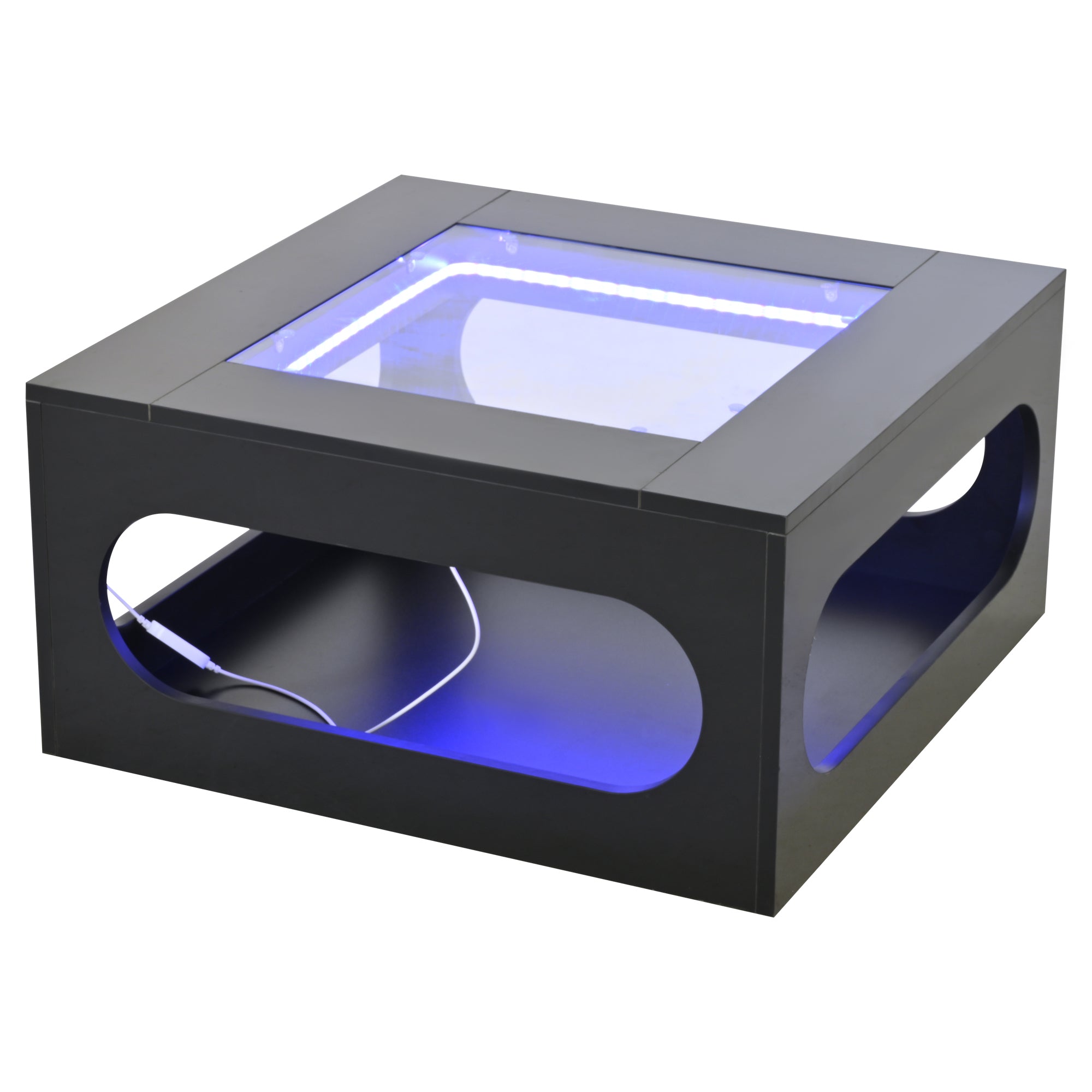 Logidon LED salontafel 70x70 cm vierkant zwart MDF glasblad