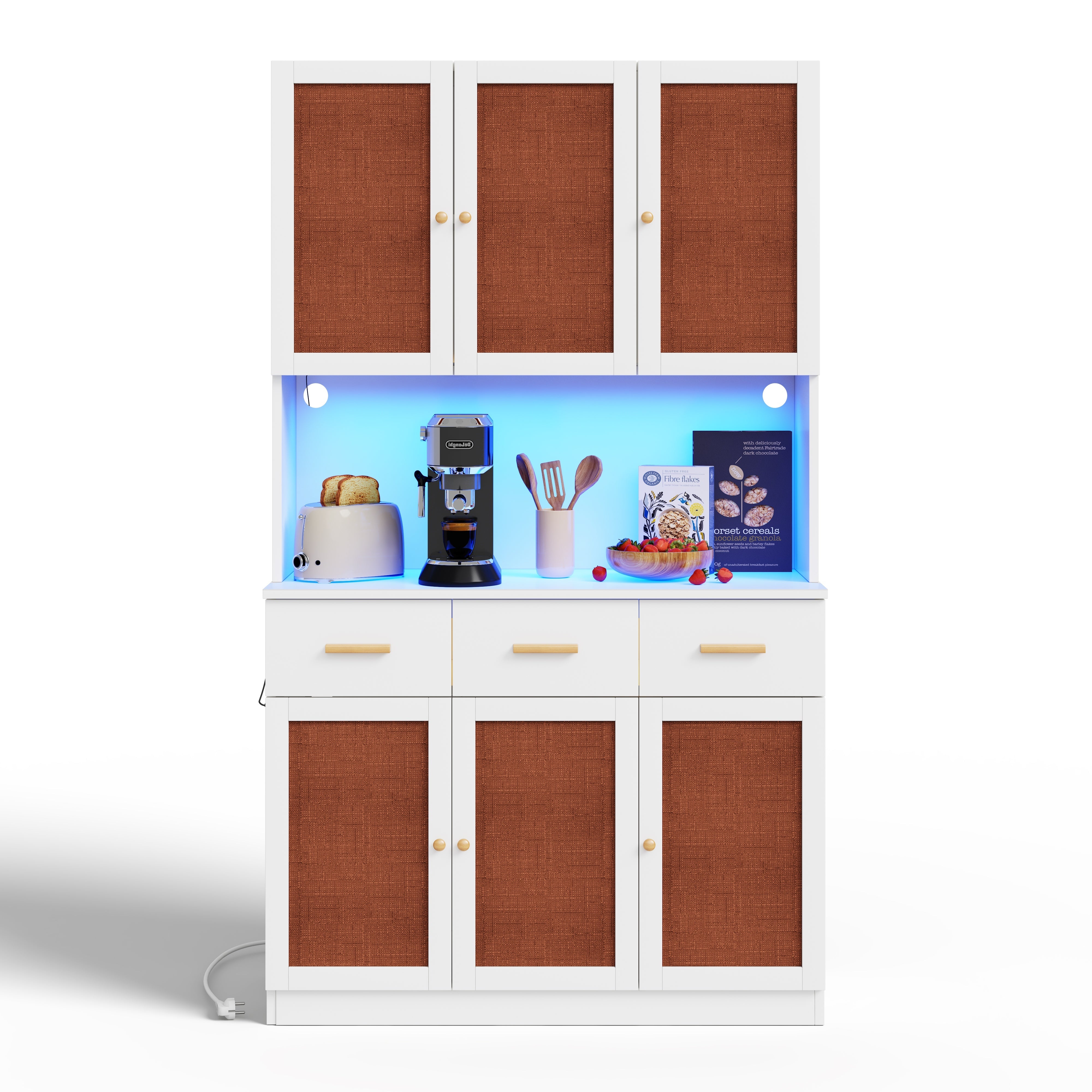 Logidon keukenbuffetkast 182 cm wit LED-verlichting stopcontact