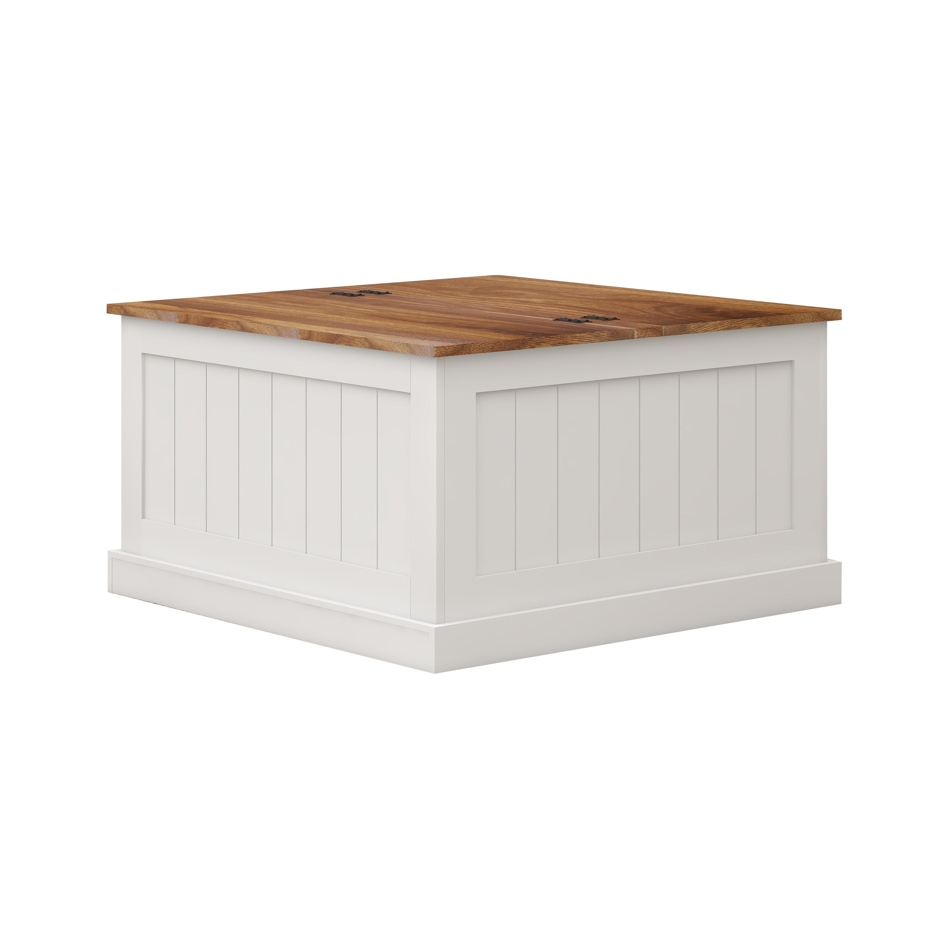 Logidon Boerderij salontafel 80x80 cm met hefblad en opbergruimte wit