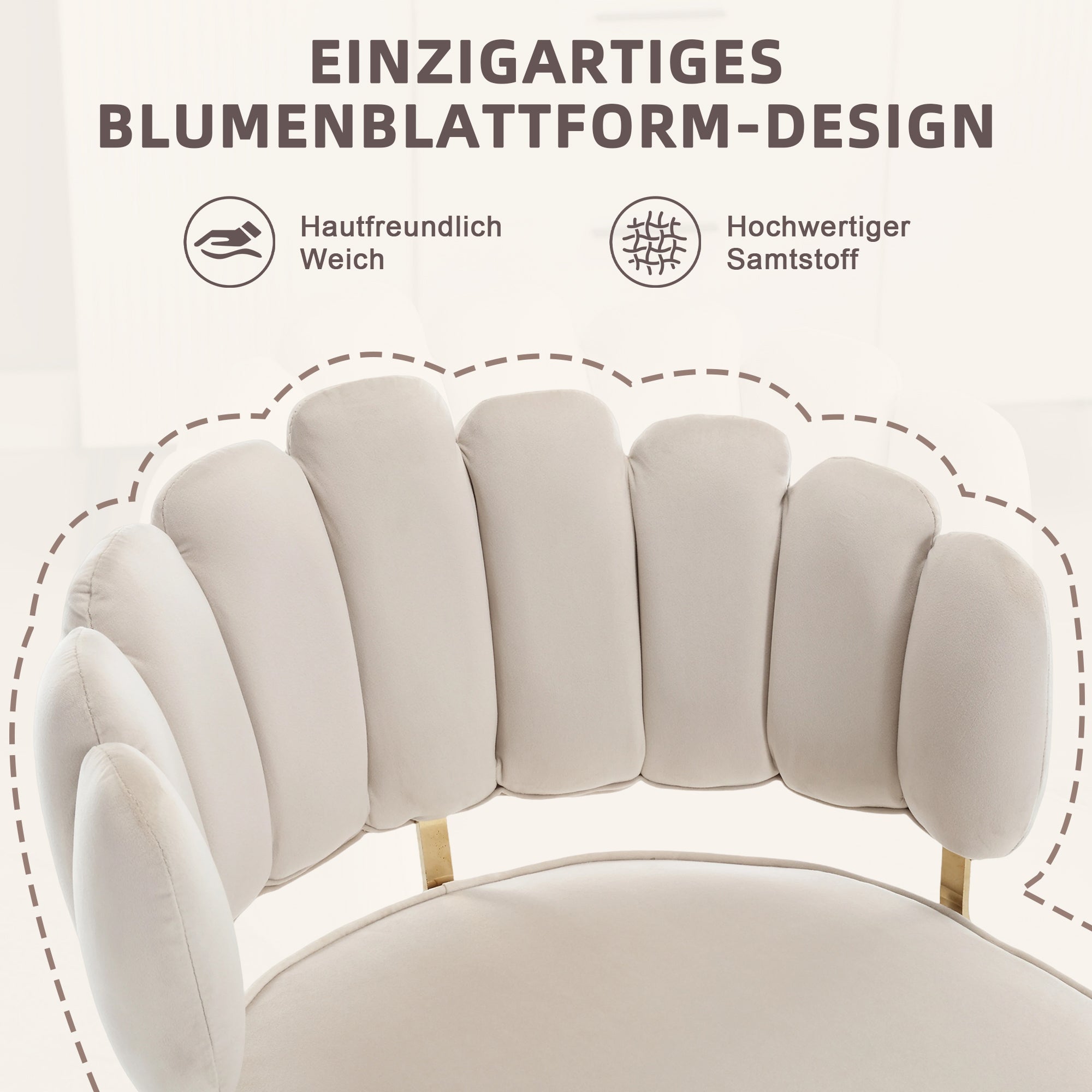Logidon Modern Velvet Living Room Chairs Ivory Velvet Set of 2