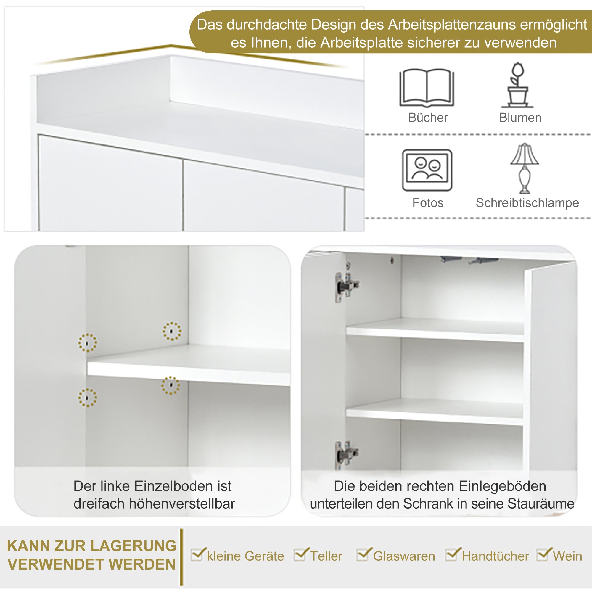 Logidon Dressoir 120 cm Wit Greeploos Vier Deuren Minimalistisch