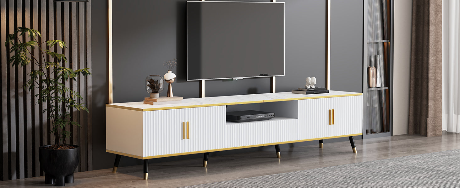 Logidon Modern TV-meubel Wit Marmerlook 200x40x46 cm
