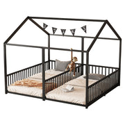 Logidon Metalen Bed Kinderbed 90x200 cm Zwart met Reling