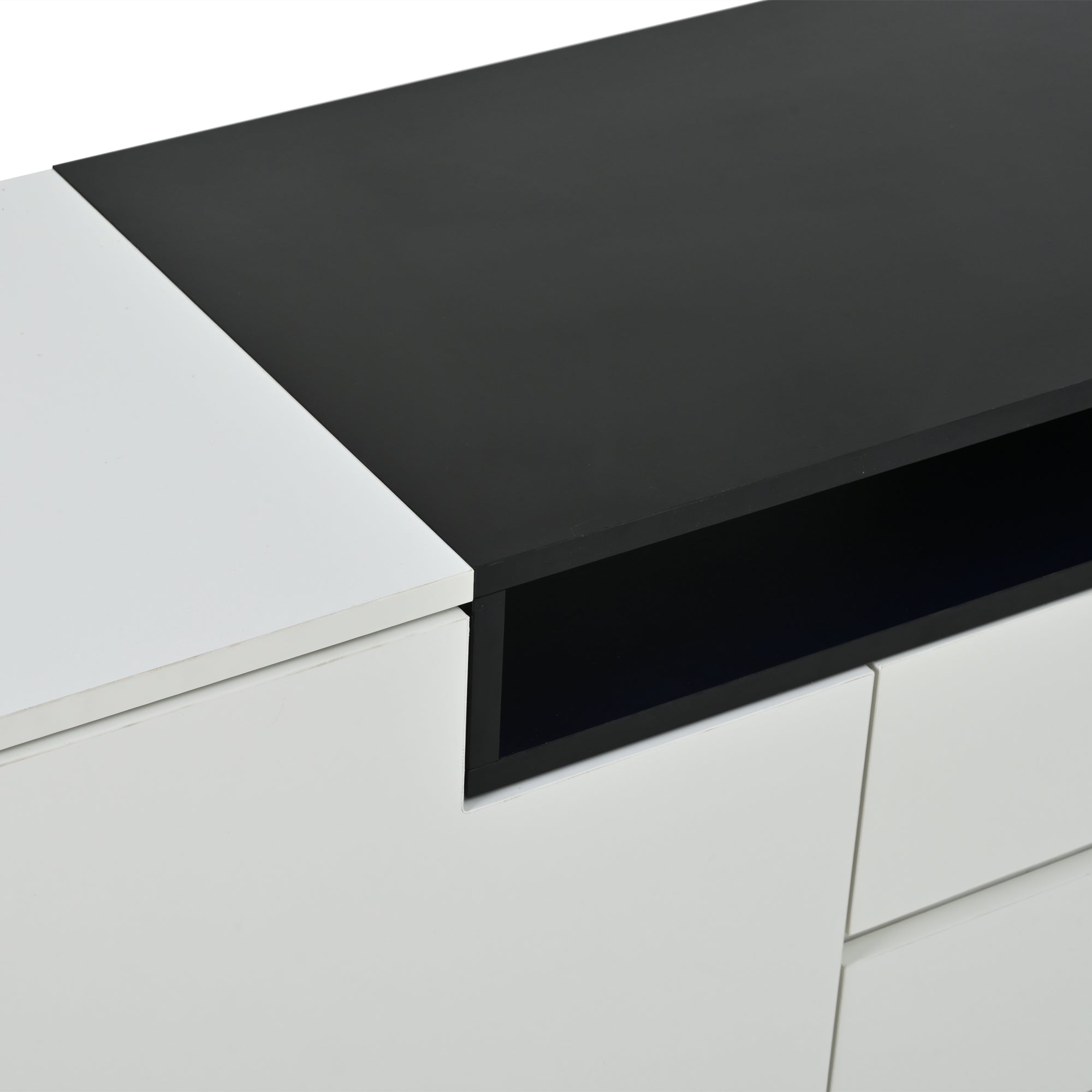 Logidon wit hoogglans dressoir 140 cm met LED, 2 deuren, 3 lades