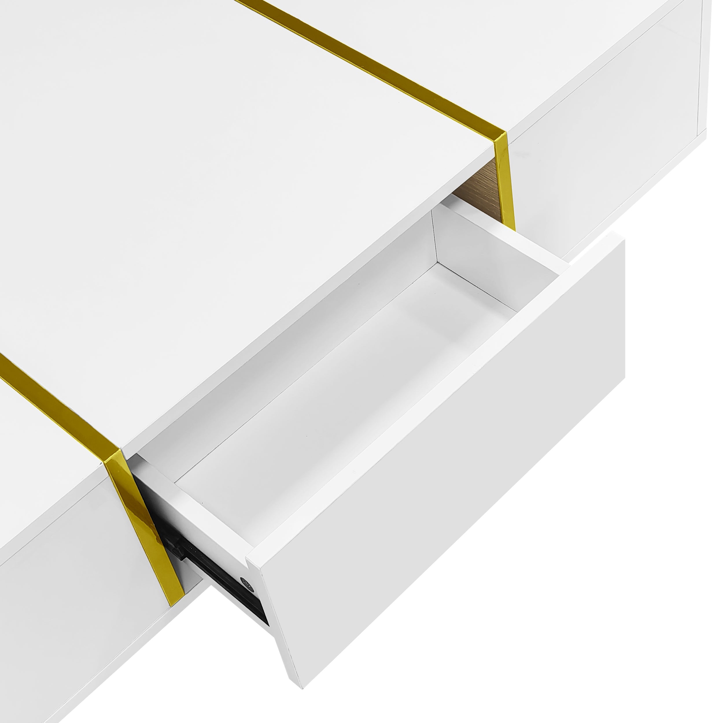 Logidon Witte Hoogglans Salontafel Met Twee Laden 100x60x41,5 cm