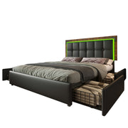 Logidon bedframe 140x200 met LED-verlichting 4 lades zwart