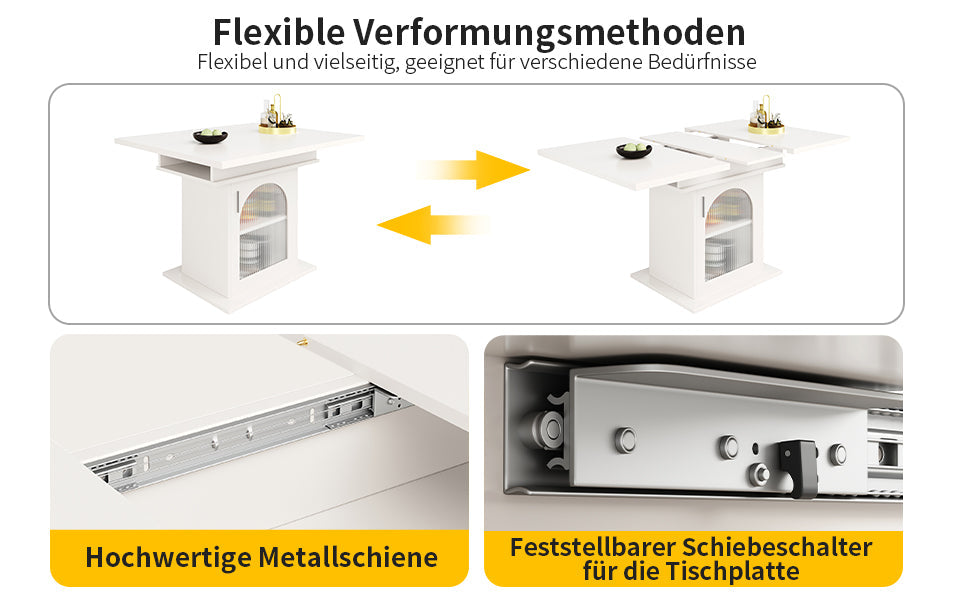 Logidon eettafel telescopische tafel 140×80 cm met drie opbergniveaus
