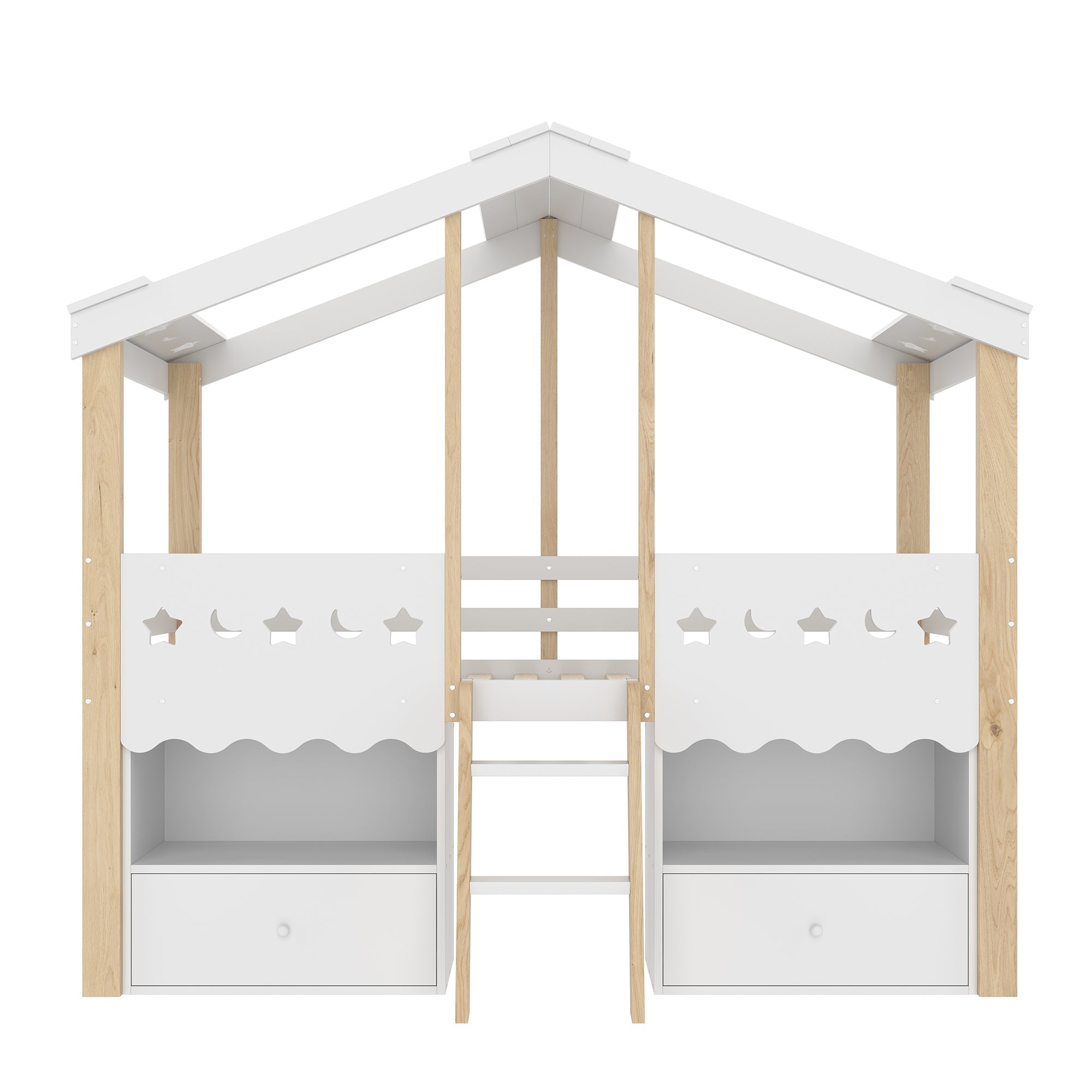 Logidon halfhoogslaper 90x200 huisvorm LED-lichtstrip 2 lades