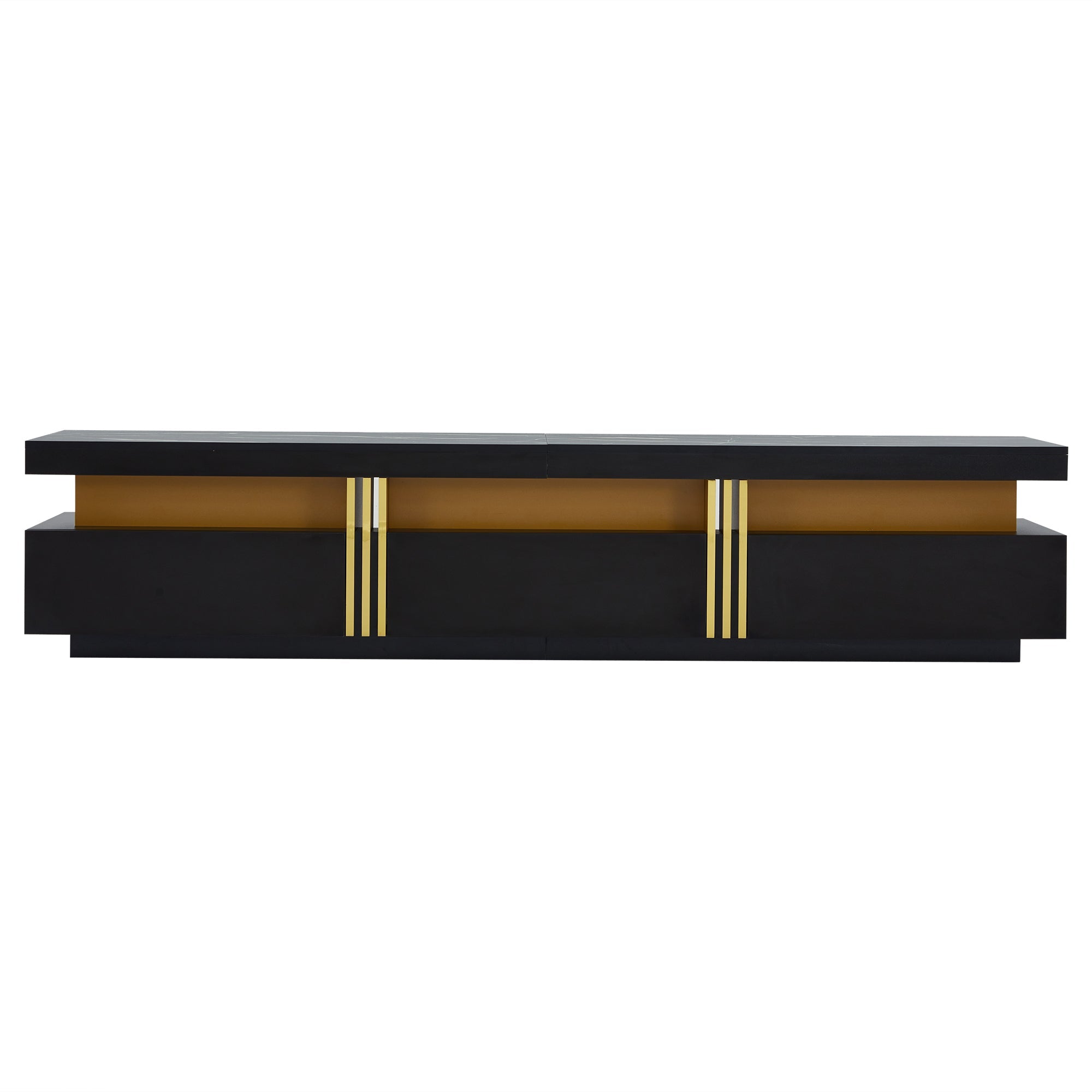 Logidon Zwarte tv-wandmeubelset 2 tv-kast salontafel marmerlook