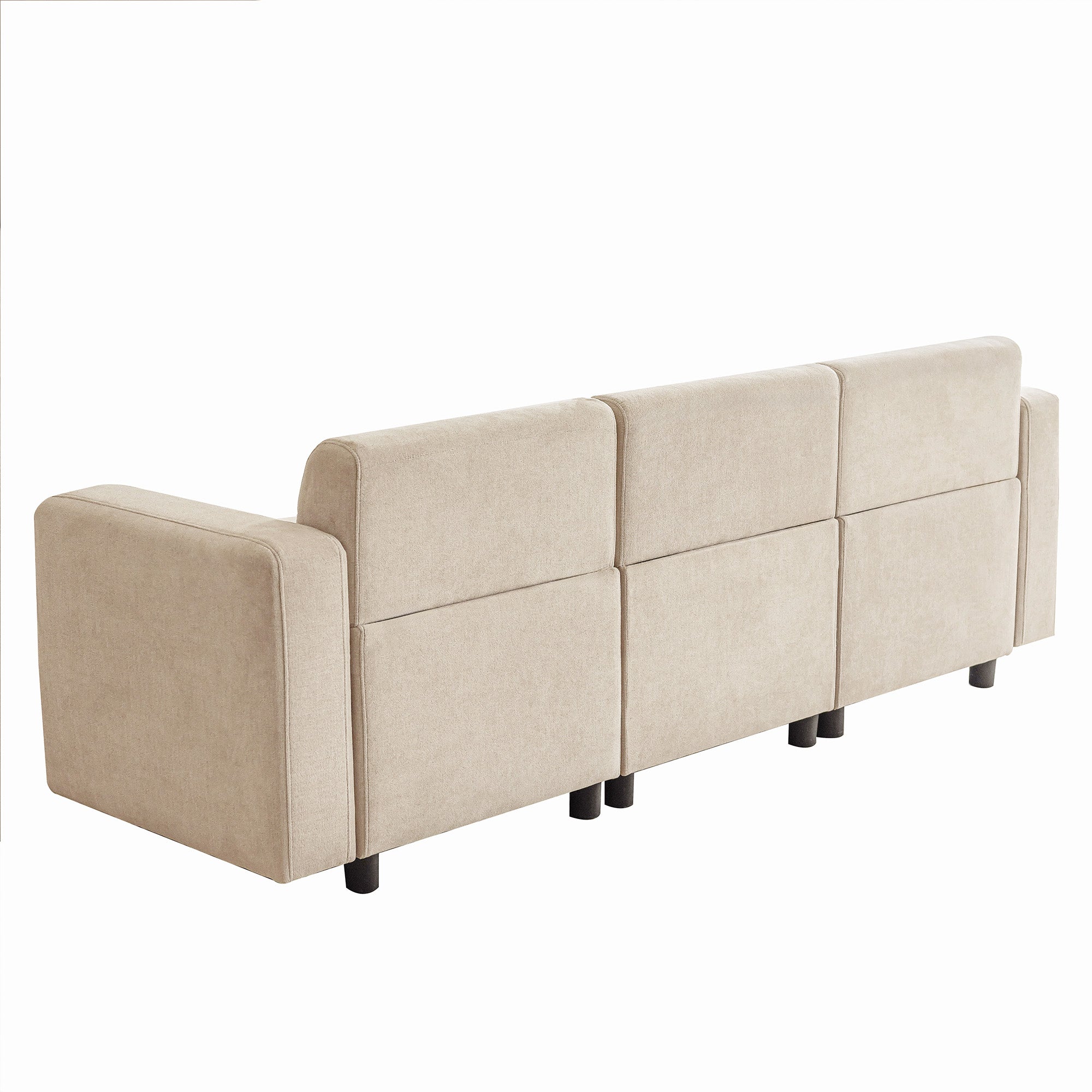 Logidon Regular Sofa Beige Chenille 3 Seater Living Room Sofa