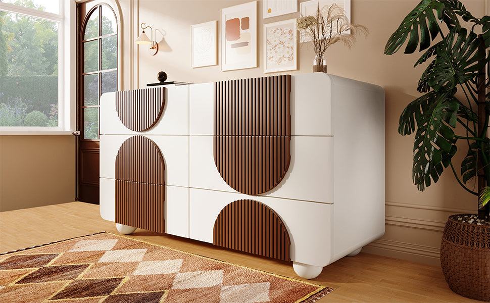 Logidon ladekast 6 lades wit bruin houten latten 121x71x41 cm