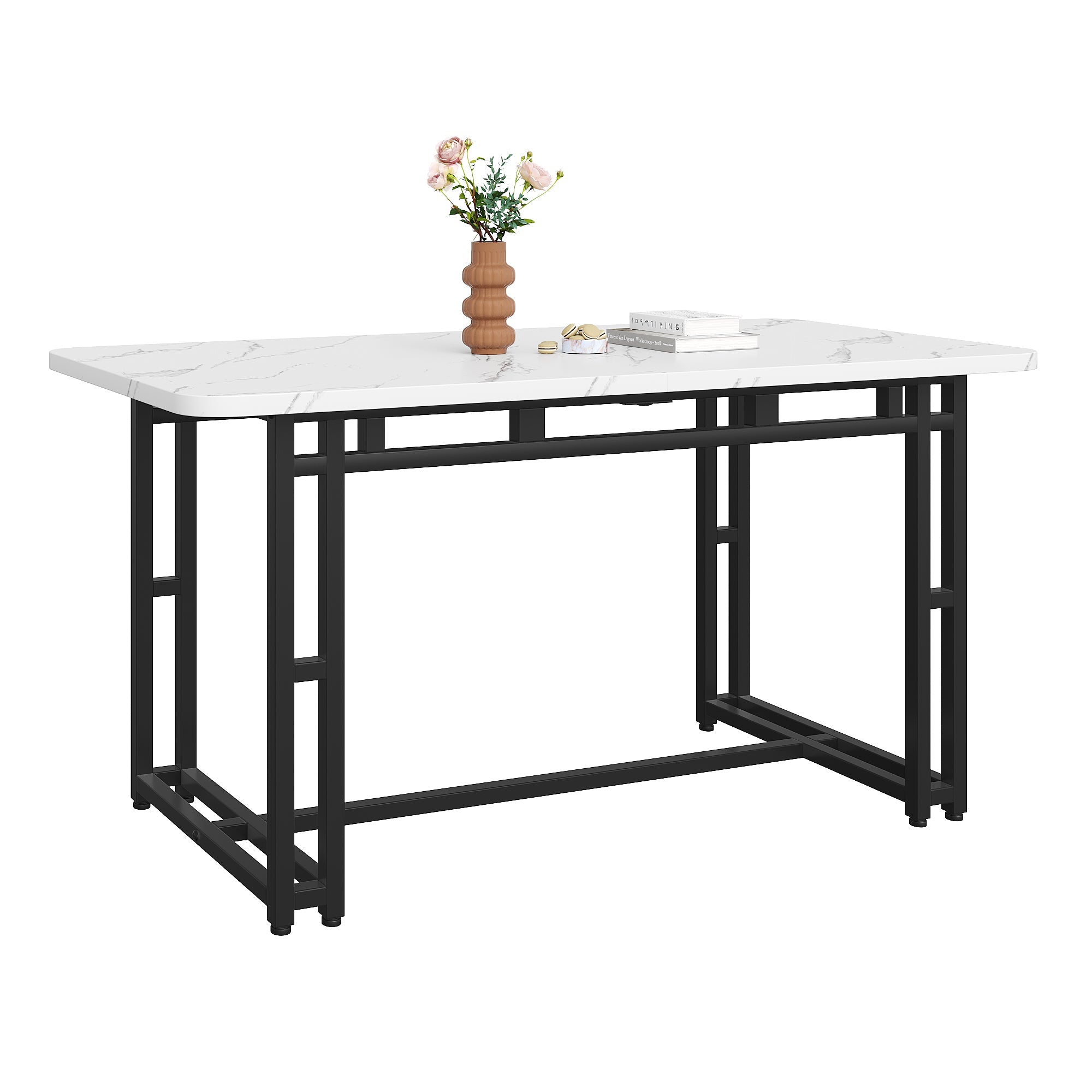 Logidon 120x70 cm lichte luxe eettafel met zwarte metalen poten