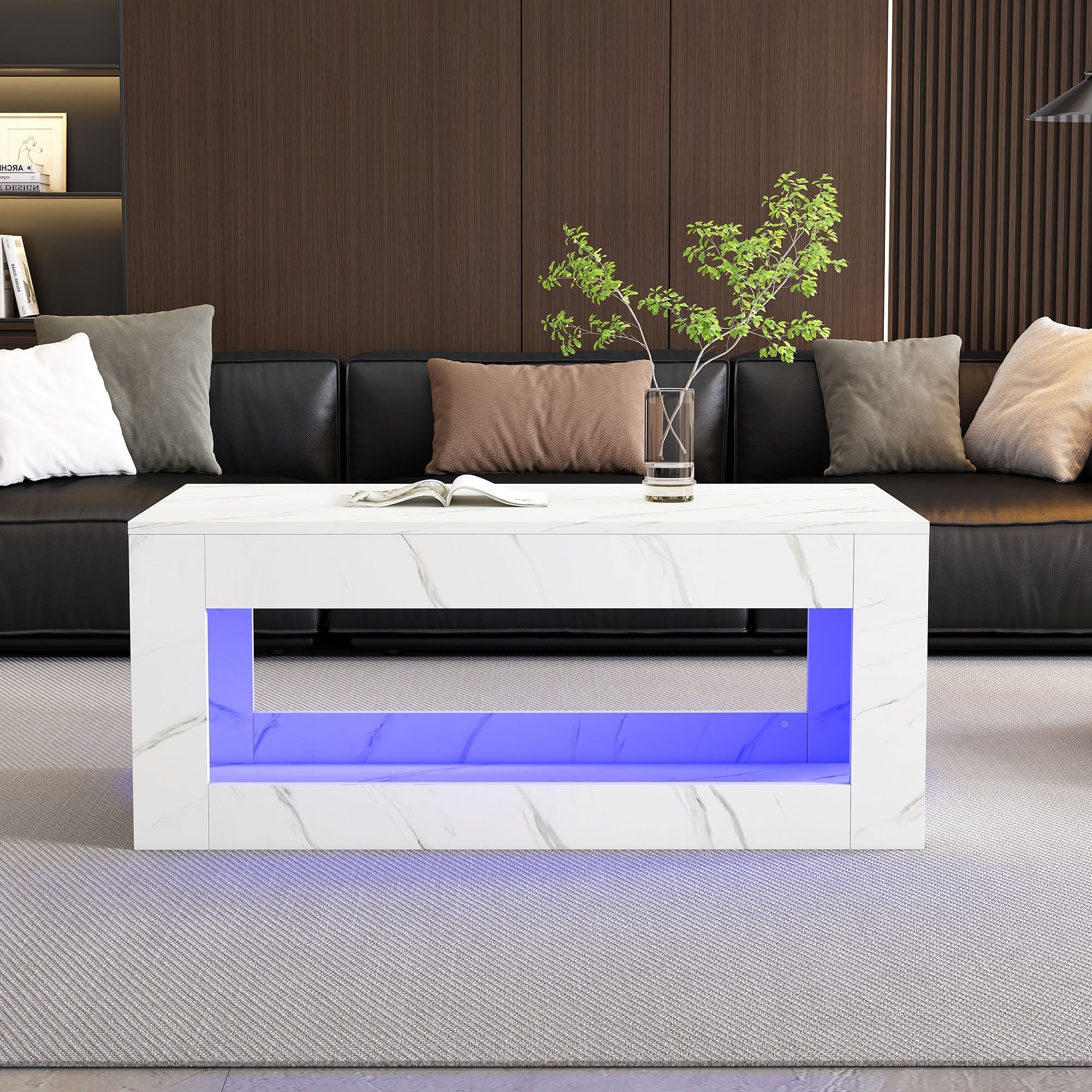 Logidon LED salontafel wit hoogglans marmer effect met afstandsbediening