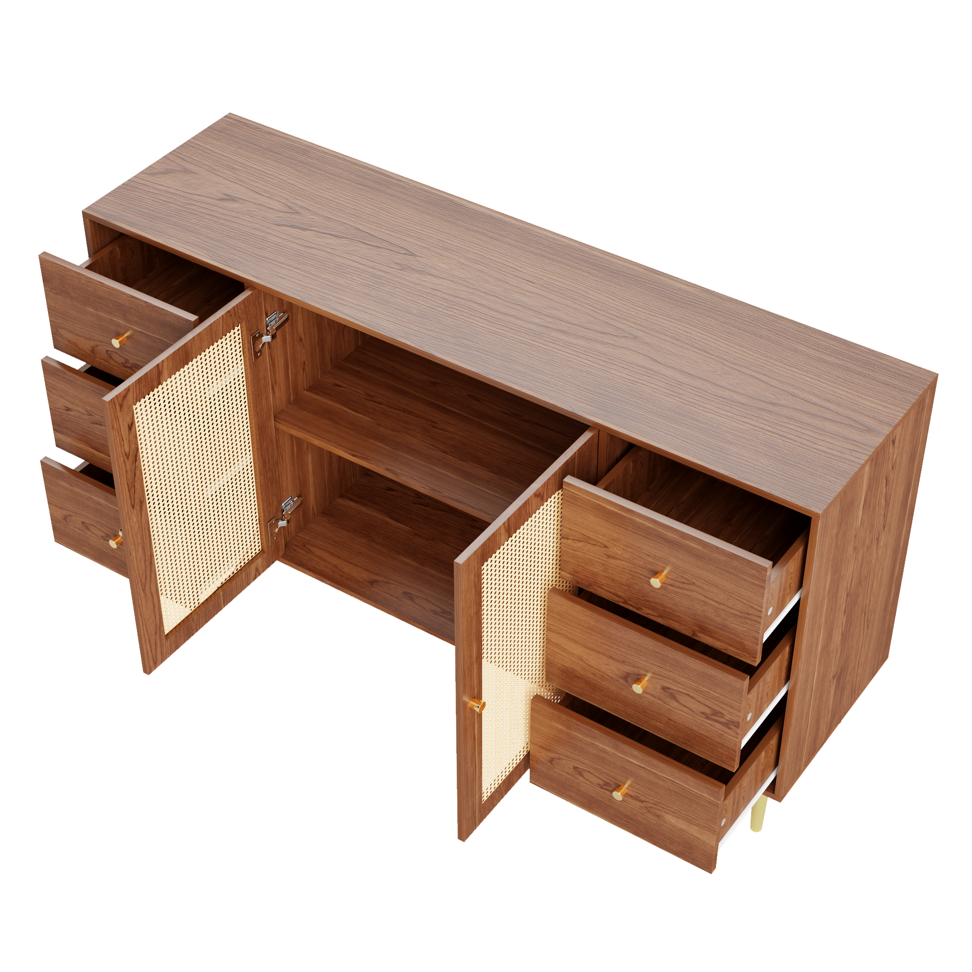 Logidon Rotan Dressoir Bruin 160x40x90 cm met Lade