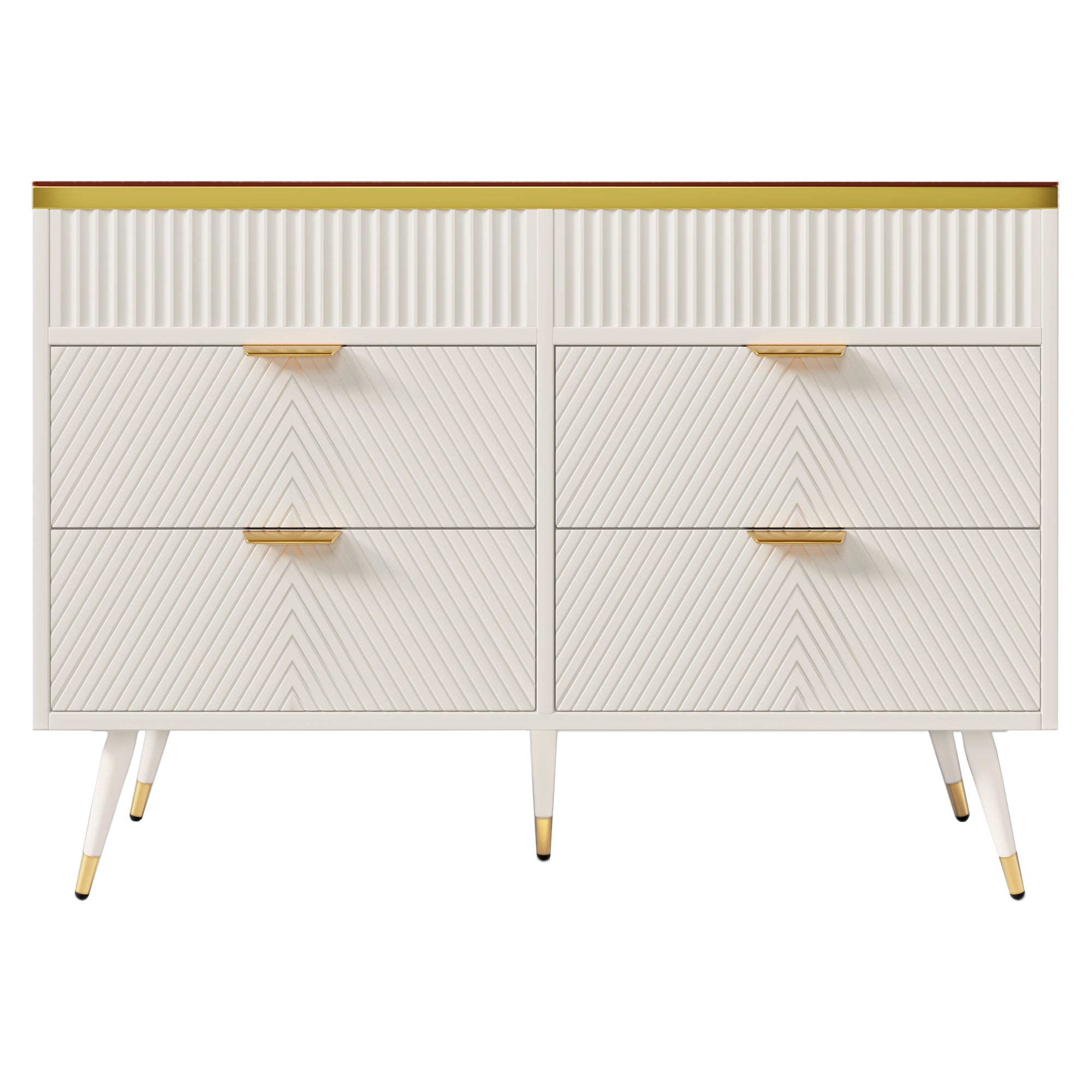 Logidon ladekast amber glazen dressoir 6 lades 120x40x76 wit