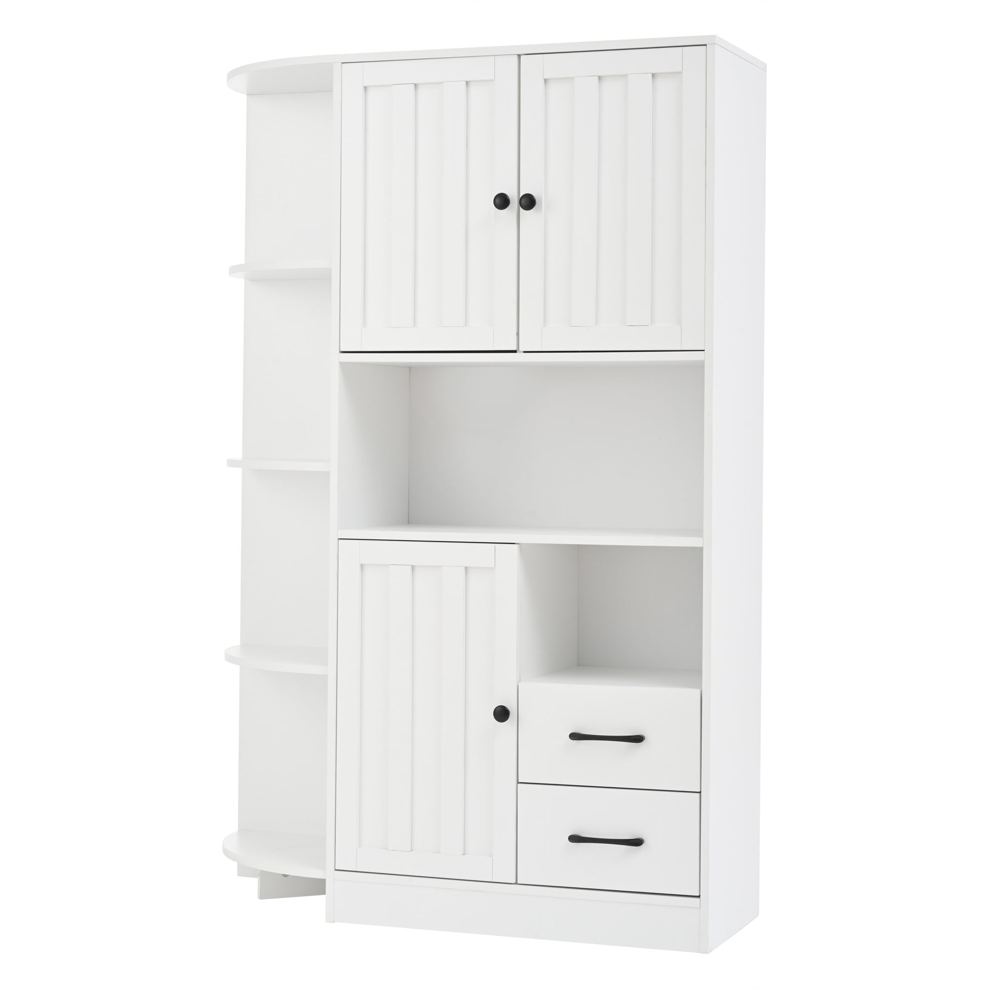 Logidon corner cabinet white 104x35x155 cm display cabinet 3 doors 2 drawers