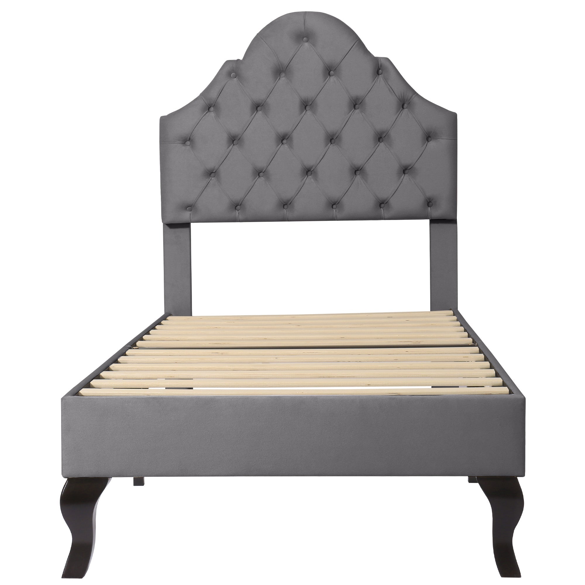 Logidon gestoffeerd bed 90x200 grijs fluweel met in hoogte verstelbaar hoofdbord
