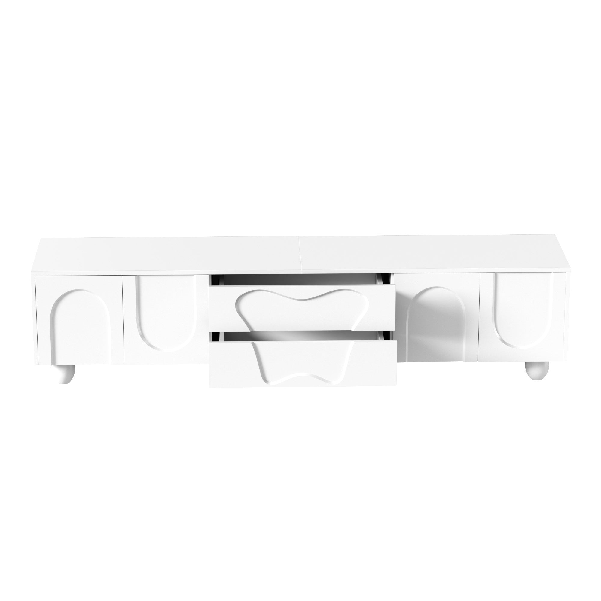 Logidon TV-meubel 180 cm wit met massief houten poten Minimalistisch