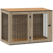 Logidon hondenkooi eiken 106x60x76 cm deur raam bijzettafel
