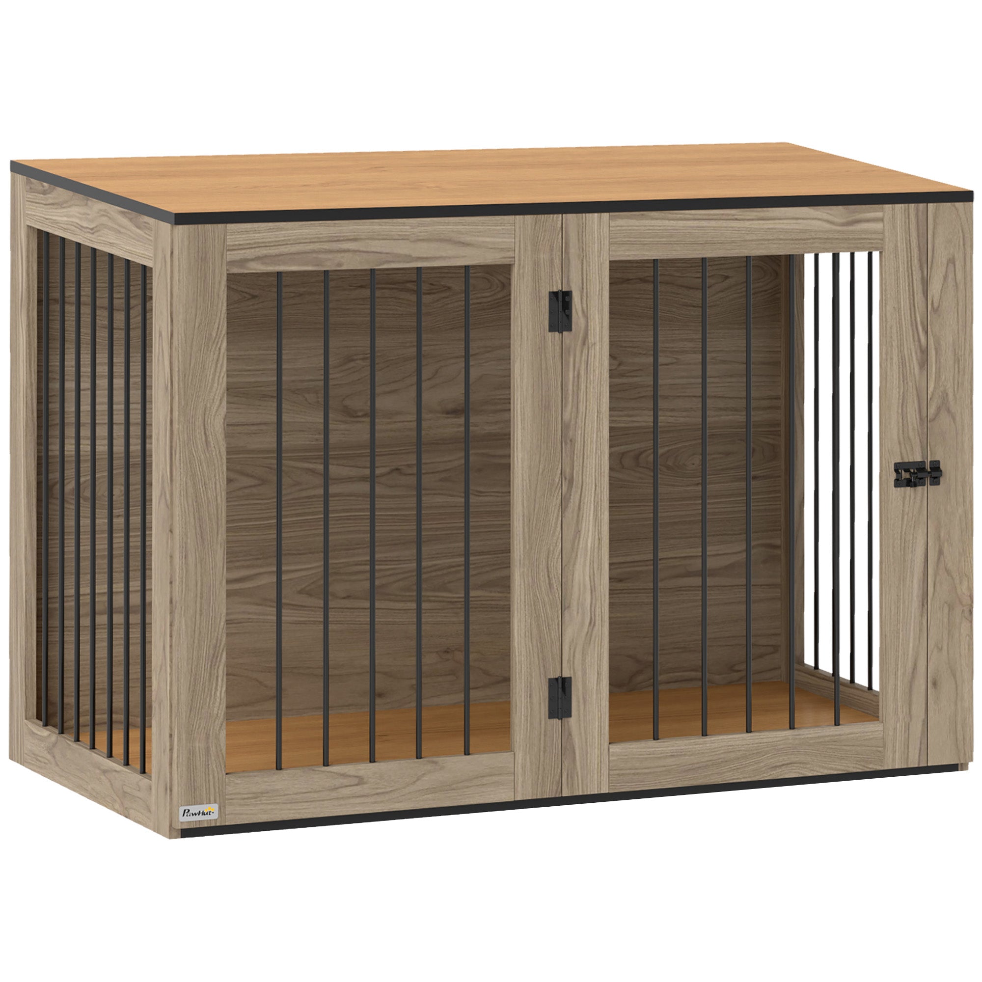 Logidon hondenkooi eiken 106x60x76 cm deur raam bijzettafel