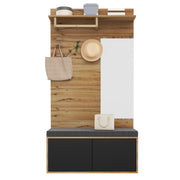 Logidon Kledingkastset Compacte kledingkast met spiegel Zwart 100x38x190