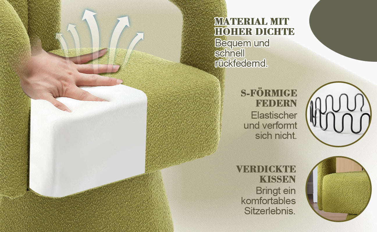 Logidon 360 degree swivel chair Boucle olive green accent chair