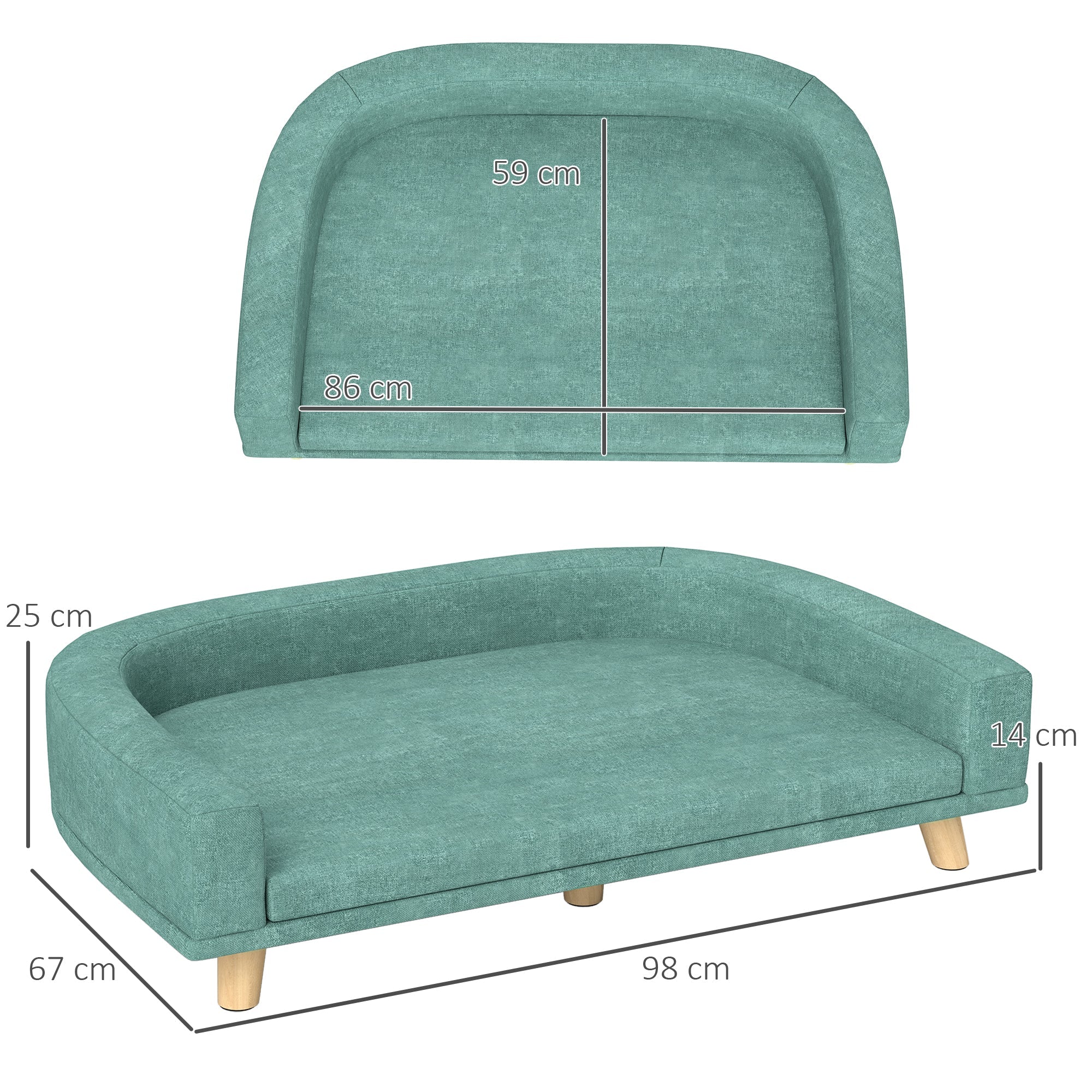 Logidon hondensofa groen 98x67x25 cm houten poten comfort