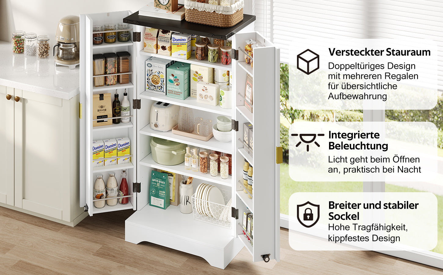 Logidon keukenkast wit met LED sensorlicht 120x60,5x40 cm