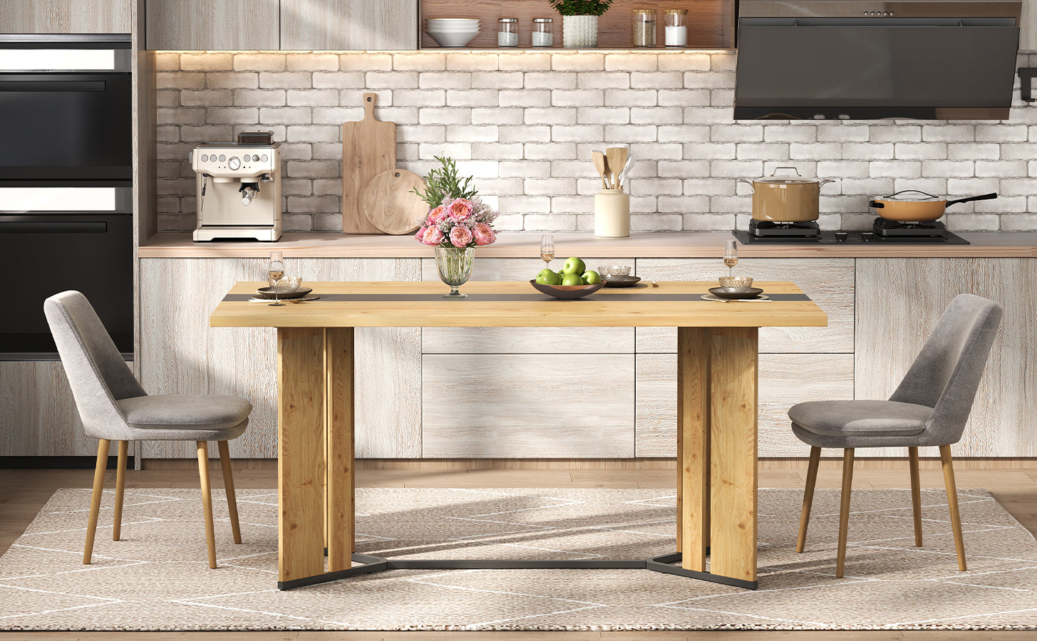 Logidon eettafel 150x80 cm Scandinavisch hout eikenlook waterdicht