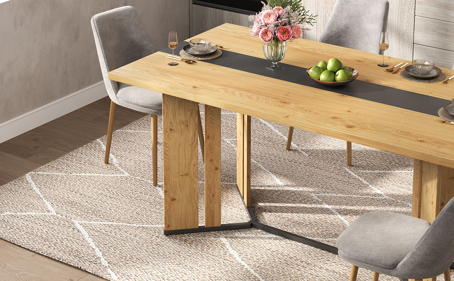 Logidon eettafel 150x80 cm Scandinavisch hout eikenlook waterdicht