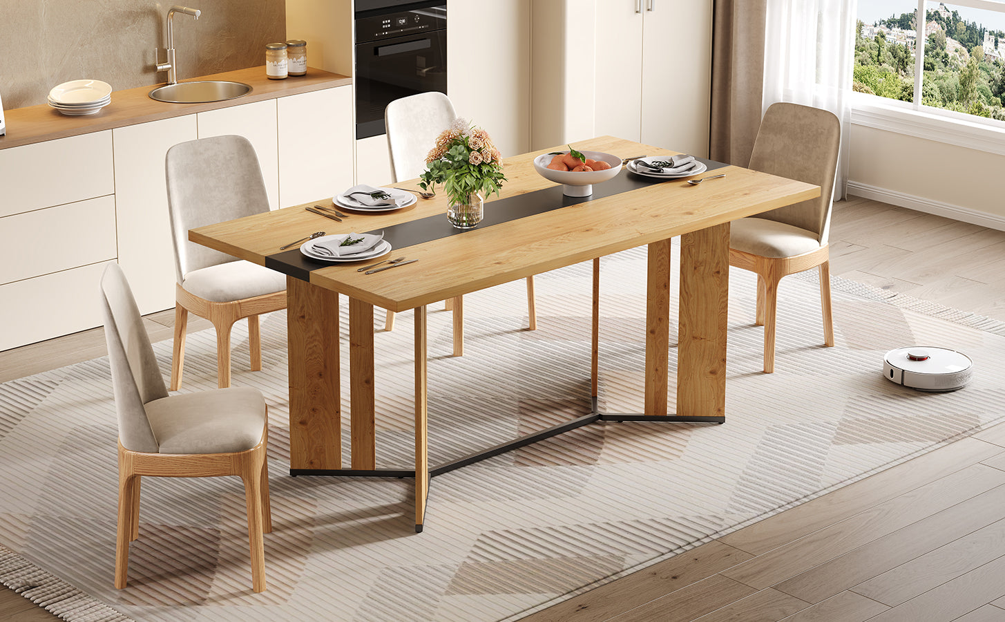 Logidon eettafel 150x80 cm Scandinavisch hout eikenlook waterdicht