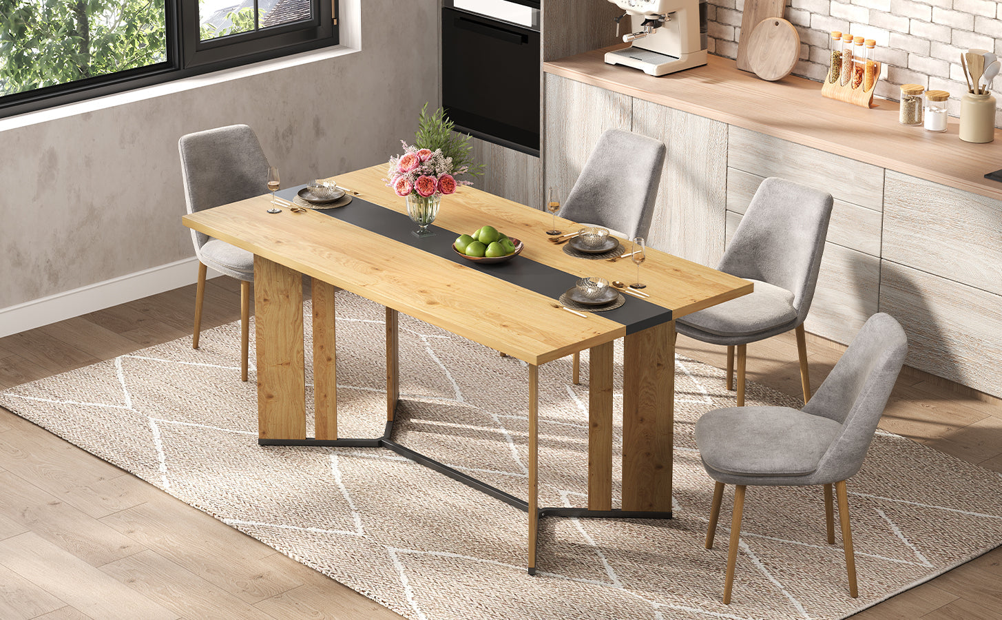 Logidon eettafel 150x80 cm Scandinavisch hout eikenlook waterdicht