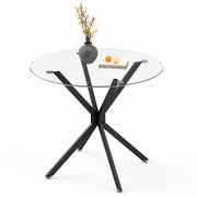 Logidon ronde glazen tafel 90 cm stabiel metalen onderstel zwart