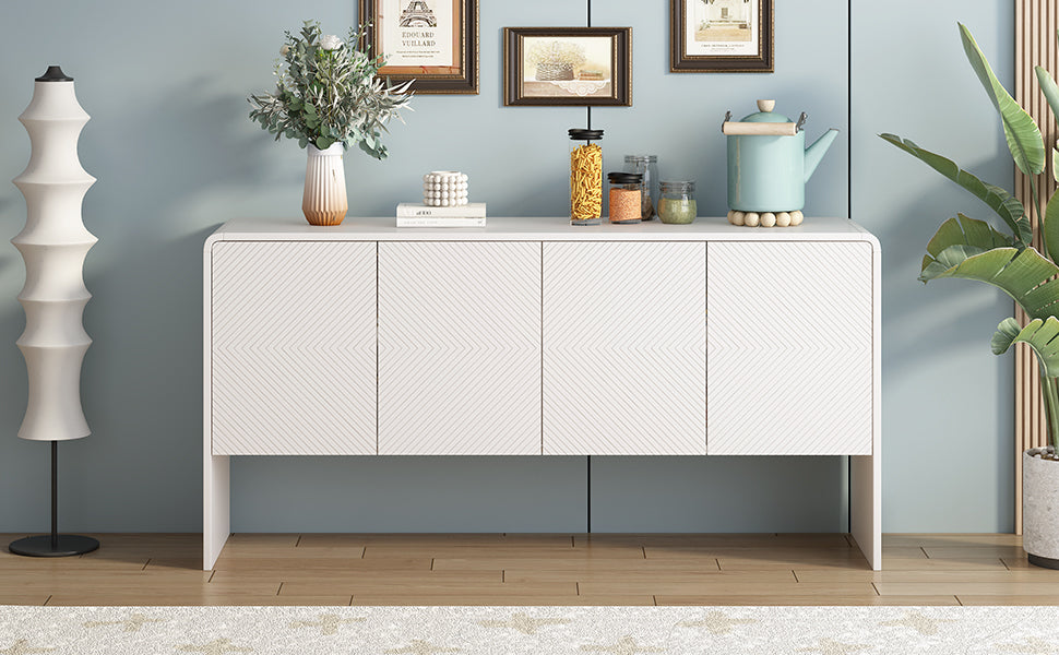 Logidon dressoir wit 152,5 x 40 x 76,5 cm met push-to-open, 4 deuren