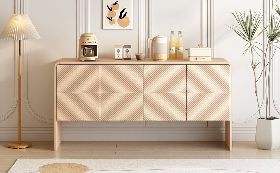 Logidon abrikozencrème dressoir met 4 deuren, push-to-open