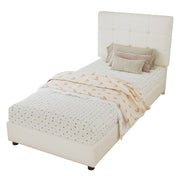 Logidon gestoffeerd bed 90x200 beige biscuit hoofdeinde zachte rugleuning
