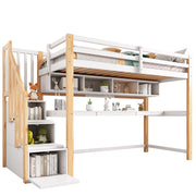 Logidon kinderhoogslaper 90x200 wit met groot bureau en planken