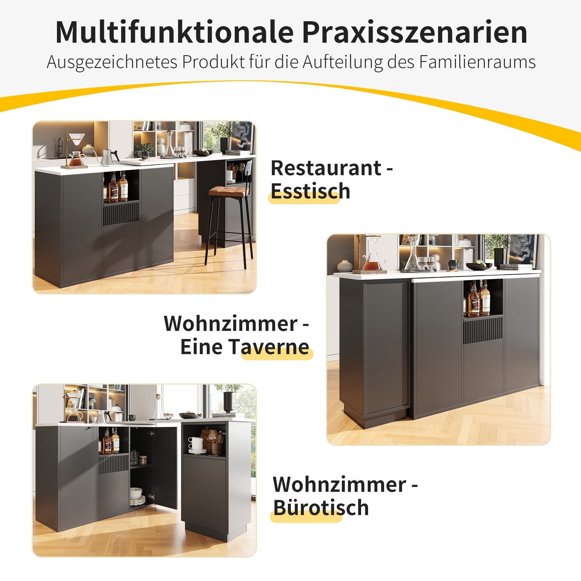 Logidon Draaibare Bartafel 360 Graden Zwart 210 x 30 x 100,9 cm