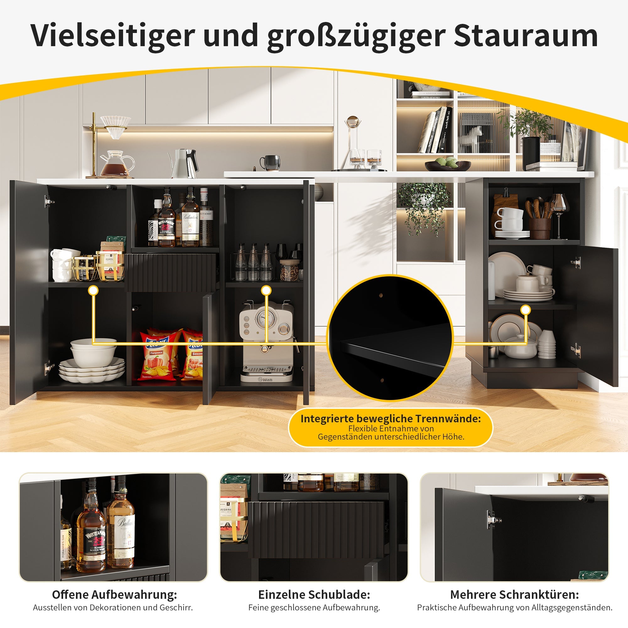 Logidon Draaibare Bartafel 360 Graden Zwart 210 x 30 x 100,9 cm