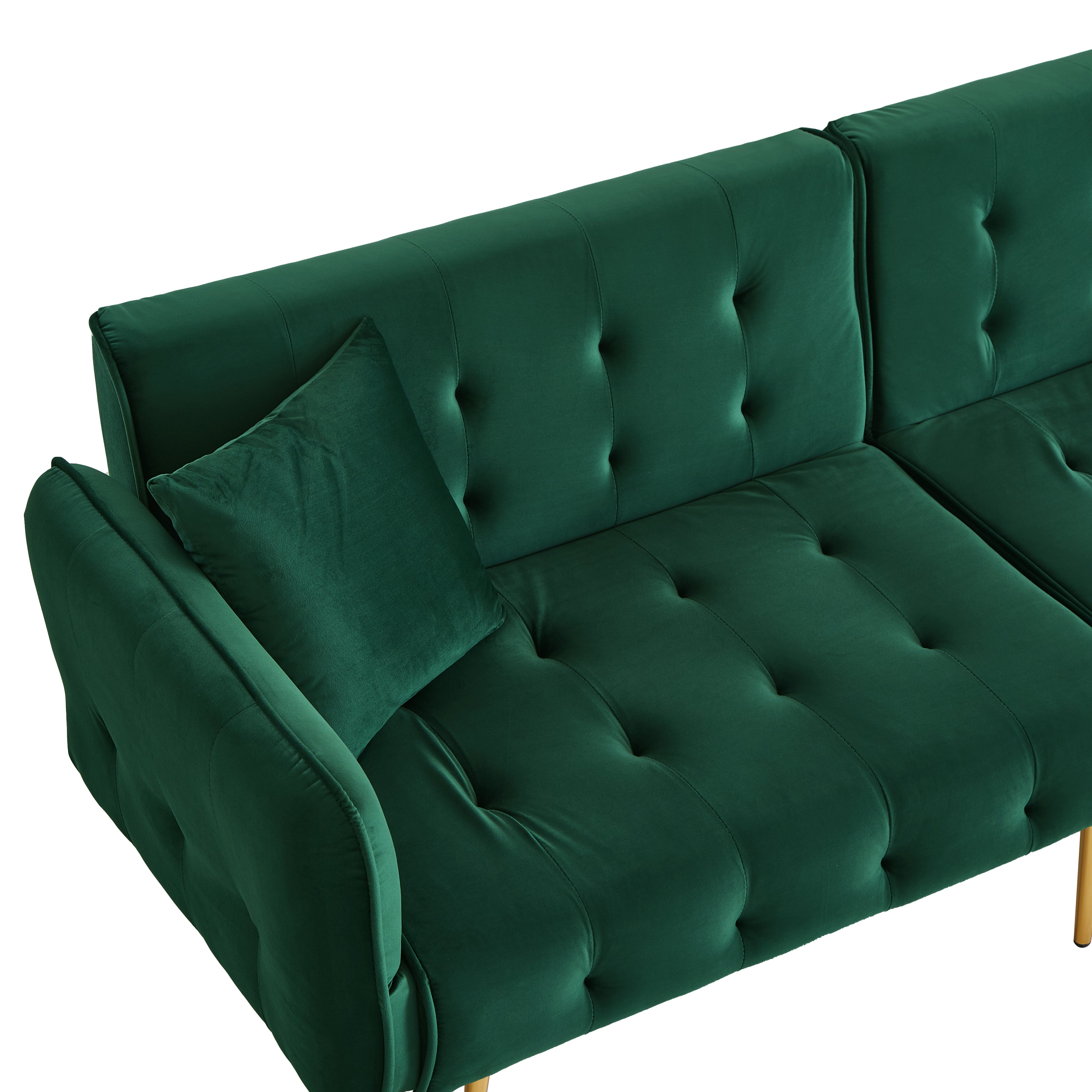 Logidon 2-in-1 tweezits slaapbank groen velours verstelbare rugleuning