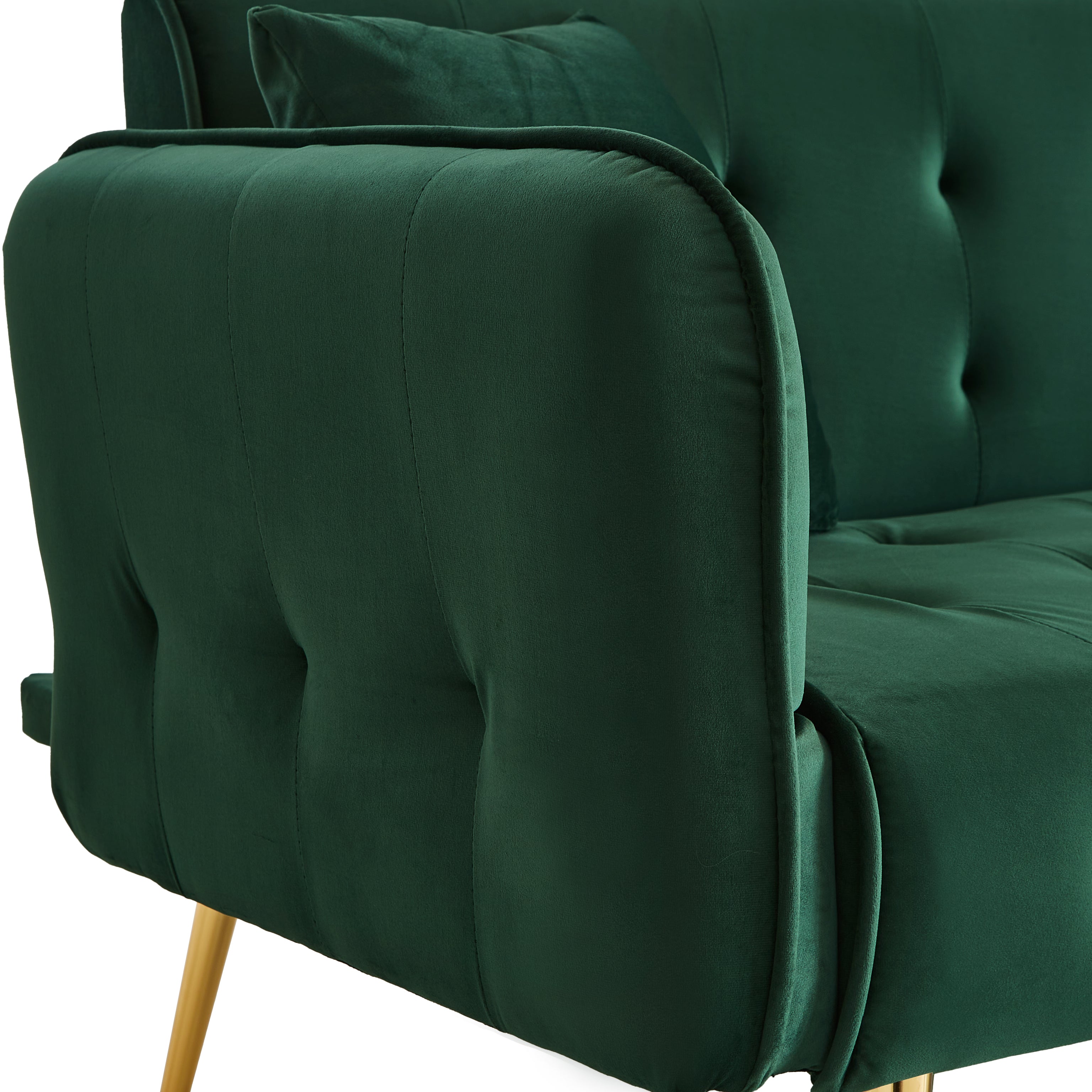 Logidon 2-in-1 tweezits slaapbank groen velours verstelbare rugleuning