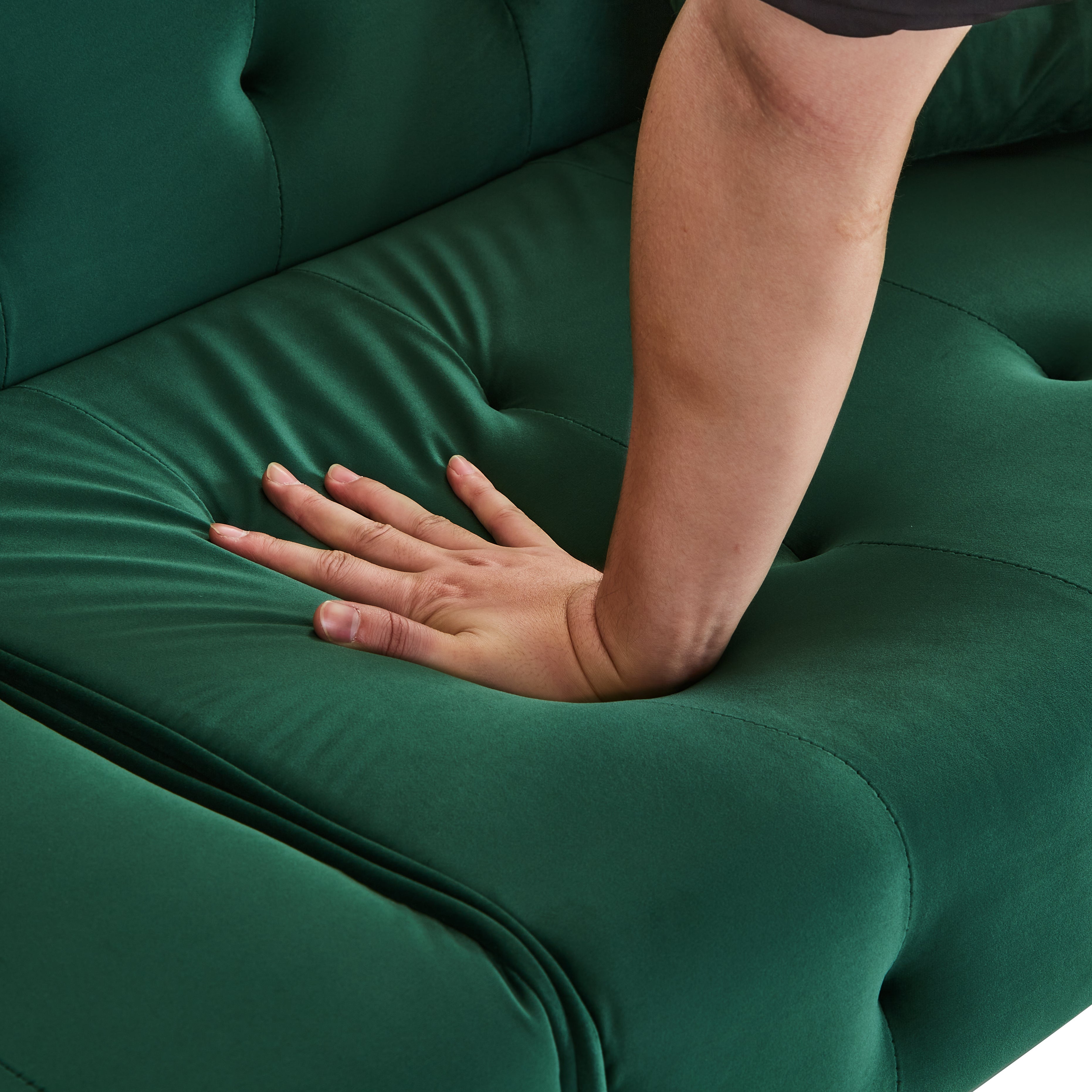 Logidon 2-in-1 tweezits slaapbank groen velours verstelbare rugleuning