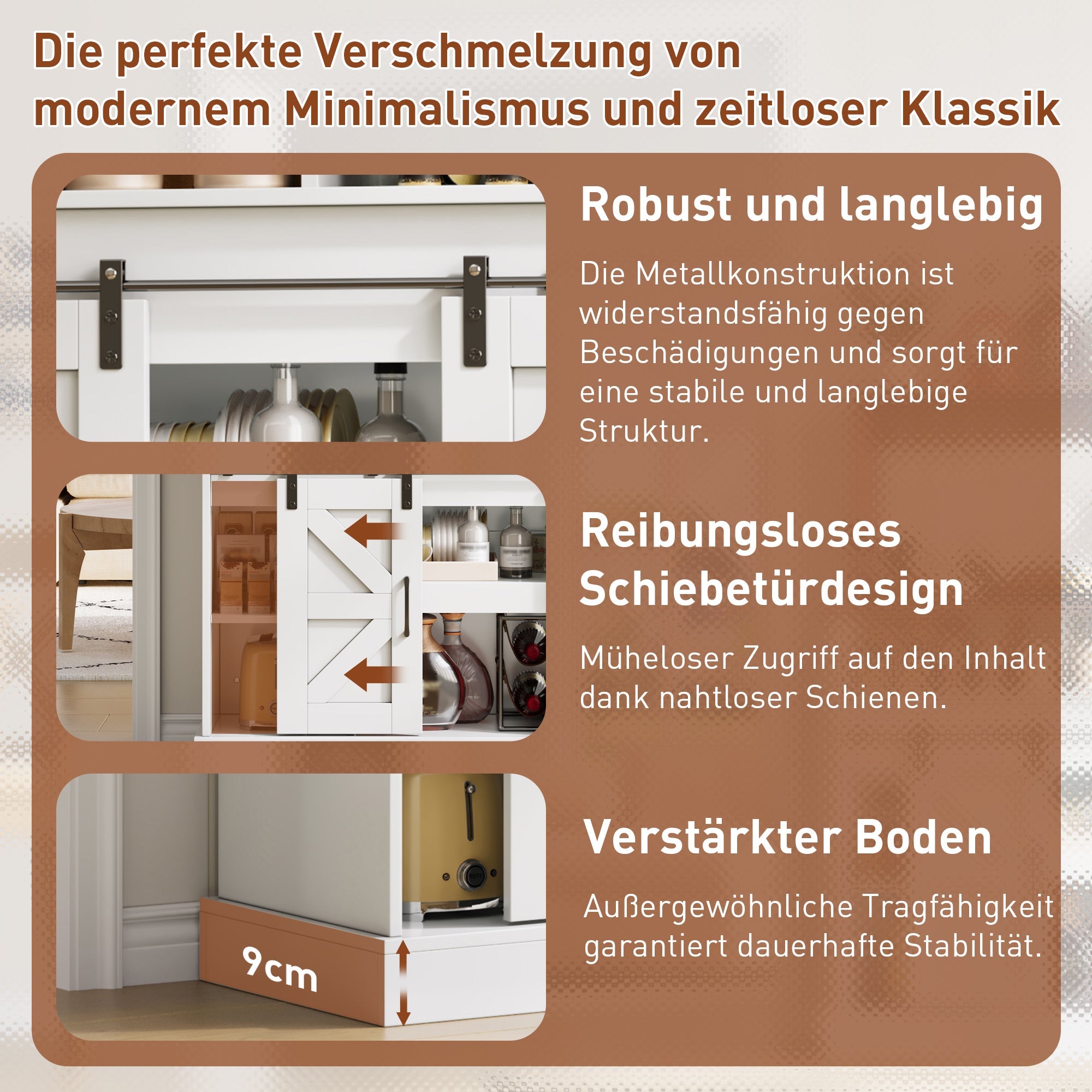 Logidon koffiebar 120 cm met glashouder en stopcontacten wit