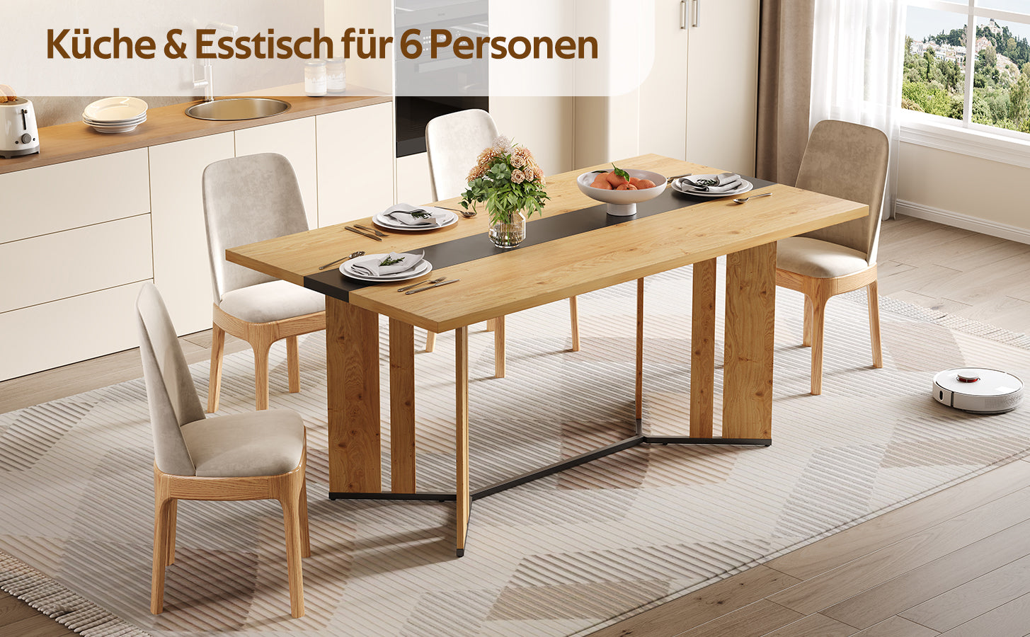 Logidon eettafel 150x80 cm Scandinavisch hout eikenlook waterdicht