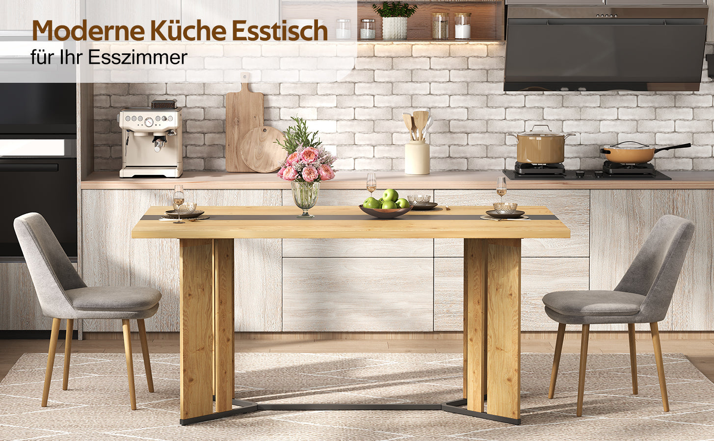 Logidon eettafel 150x80 cm Scandinavisch hout eikenlook waterdicht